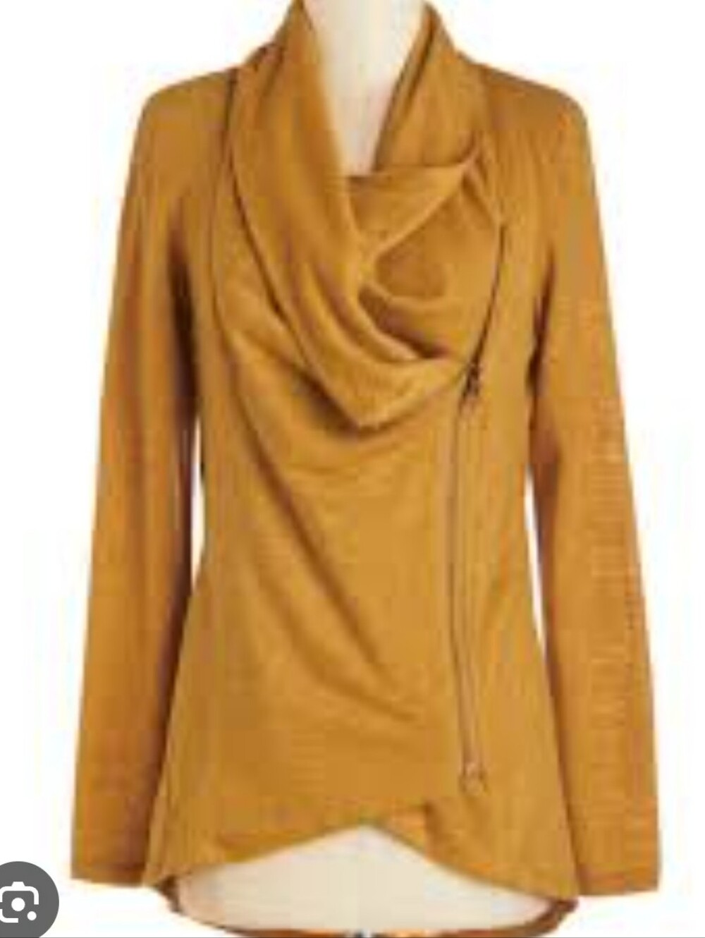 Mustard Draped Zip-Front Women’s Sweater Airport Jacket